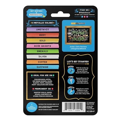 VersaChalk Metallic Liquid Chalk Markers, Set of 8-5mm Tip thumbnail 2