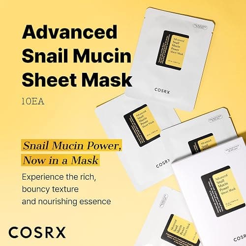 COSRX Snail Mucin Sheet Mask 10 EA with Snail Mucin Serum, Self Care, Face Masks for Dry, Sensitive Skin, Not Tested on Animals, No Parabens, No Sulfates, Korean Skin Care, Stocking Stuffers thumbnail 2