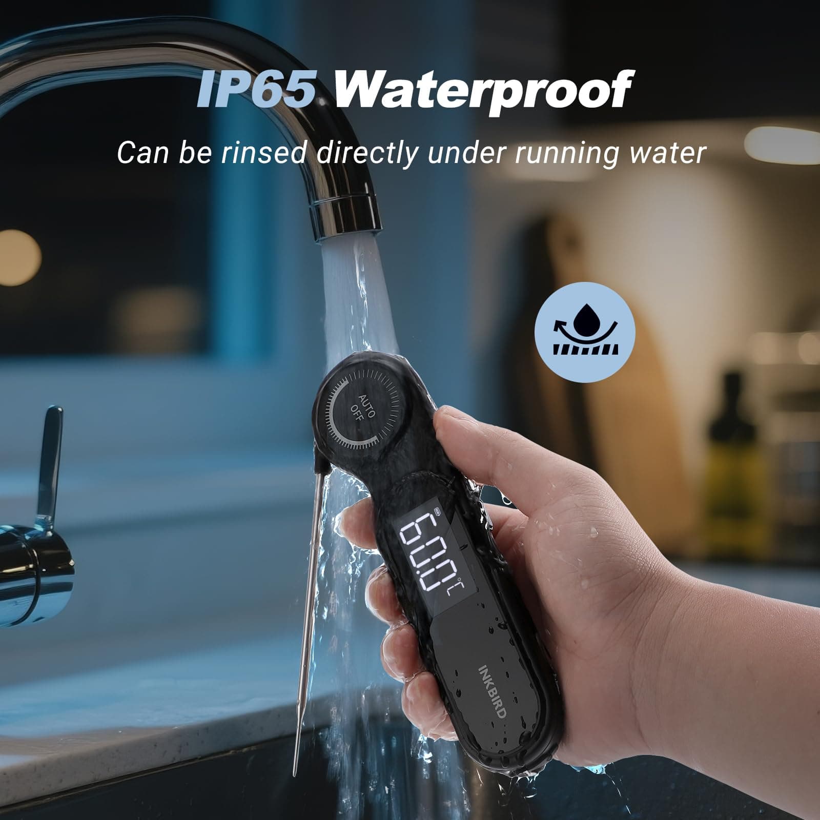 INKBIRD Instant Read Meat Thermometer IHT-21K 0.5S Fast Read BBQ Grilling | IP65 Waterproof, Rechargeable Battery, ±0.3℃ High Accuracy, Calibration, Auto-off, Outdoor Cooking, BBQ, Baking, Deep Frying thumbnail 6
