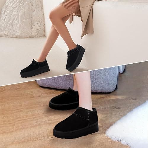 JZTBC Platform Boots for Women Ultra Mini Ankle Boots Huggy Cozy Slippers with Fur Interior Womens Suede Winter Boots thumbnail 2