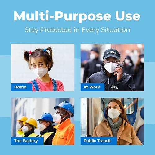 50 Pack White KN95 Face Masks for Adults and Kids - Kn95 Facemask Disposable - 5 Layer Breathable Face Mask for Dust Protection - Comfortable Elastic Ear Loop - Men & Women Every Day Non Medical Use thumbnail 3
