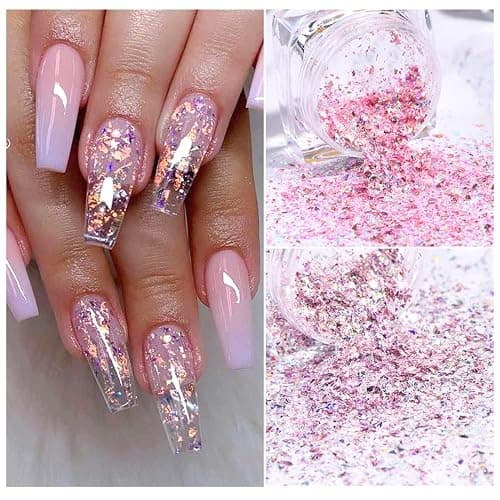 GZSYY Nagel Glitzer Nagelpulver Nail Art Glitter Pulver 6 Farben Nagel Pailletten Holographic Nagel Pigmente Glitzer für Nägel thumbnail 2