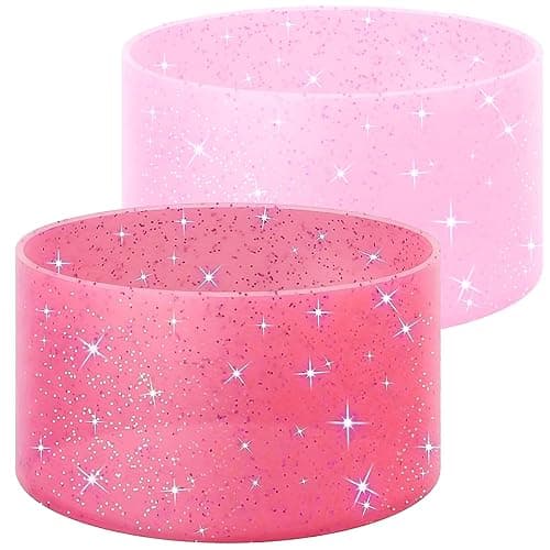 2 Pack Silicone Glitter Boot Cup Protector for Stanley 40 30 oz Quencher Adventure Tumbler, IceFlow 30 20 oz, Fits 2.95 Inch Bottom Diameter.Non-Slip Water Bottle Base Cover Sleeve - Image 1