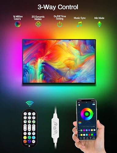 MATICOD LED Lights for TV Led Backlight, 9.84ft RGB Led Strip Lights for TV Lights Behind, USB Led Light Strip for 32-43in TV, Bluetooth APP Control Music Sync Strip Lighting for Christmas Decorations thumbnail 5