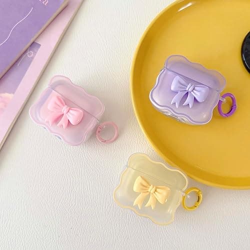 Cute AirPods 3rd Gen Clear Case, Girly 3D Bow Design Soft TPU Protective Shockproof Kawaii Airpods 3rd Generation Skin Cover with Cleaner Kit & Keychain Girls Women for Apple iPod 3 Gen -Pink Bow thumbnail 5