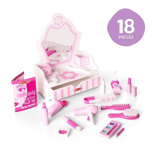 Melissa & Doug Wooden Beauty Salon Play Set, 18-Piece Vanity with Pretend Play Toys, Makeup, Mirror, Accessories & More, Preschool Toys for Girls & Boys Ages 3+ - FSC Certified thumbnail 5