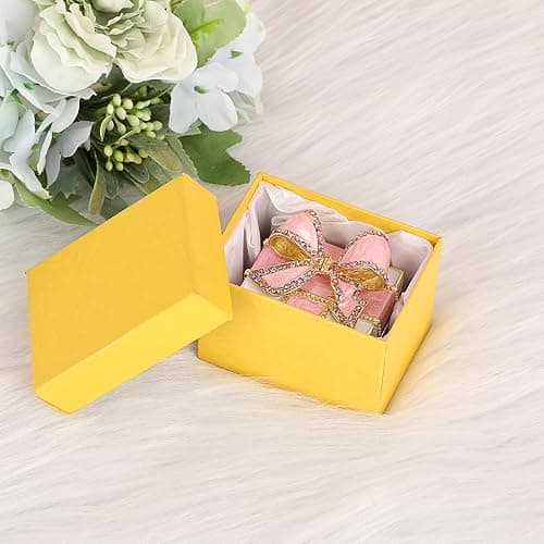 ❤️ELLDOO Mini Trinket Box, Bow-knot Gift Box Style Hinged Jewelry Box Vintage Metal Enameled Decorative Box Ring Earrings Jewelry Organizer Gift Box for Women Girls, Pink thumbnail 6