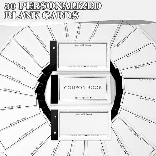JULEASEL Personalized Coupon Book, 30 Blank Voucher Cards Booklet for All Occasions, Mothers Day Gifts for Mom, Unique Birthday Gifts for Boyfriend Wife Husband Girlfriend Best Friend thumbnail 4