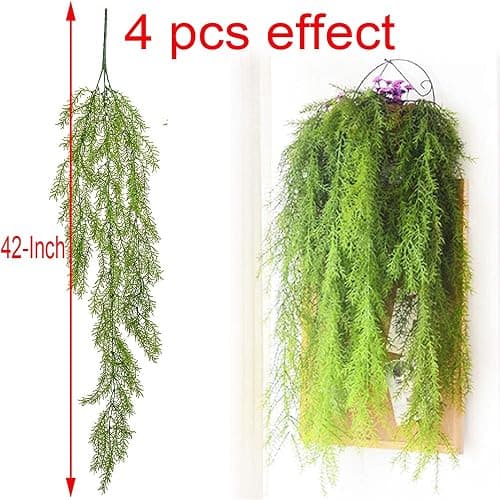 Artificial Pine Garland Hanging Plants 4pcs Faux Fake Hanging Pine Garlands Plant UV Resistant Plastic Plant Wall, Indoor, Outdoor Christmas Decorations thumbnail 6