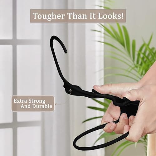 Utopia Home Plastic Hangers 50 Pack, Space-Saving Clothes Hangers with Non-Slip Shoulder Grooves for Strappy Clothes, Ideal for Home Closet Organization and Warddrobe Solutions (Black) thumbnail 4