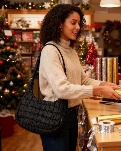 BAGSMART Crossbody Hobo Bag for Women, Quilted Puffy Purses for Women Soft Fluffy Cute Shoulder Handbag for Daily Use thumbnail 3