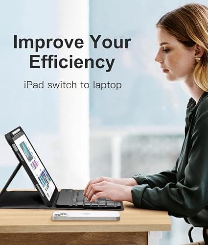 Hamile for iPad 11th 10th Generation Case with Keyboard - 7 Colors Backlit Wireless Detachable Folio Keyboard Cover with Pencil Holder for iPad 11-inch A16 2025 10th Gen 10.9 Inch 2022 (Black) thumbnail 7