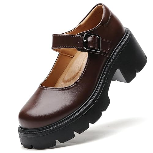 QHH Mary Jane Shoes Women Platform Mary Janes for Women Round Toe Chunky Heels Women's Pumps Fashion Classic Comfortable Dressy Business Casual Shoes Dress Shoes - Image 1