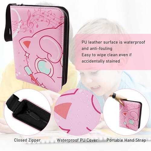 BOUDOI Trading Card Binder, PU Leather Cards Holder with Zipper Fits 400 Cards with 50 Removable Sleeves Book Folder Storage Organizer for Boys and Girls thumbnail 5