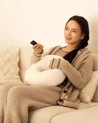 Viozon Tablet Stand Pillow, Compatible with 4.7"-13" Phone/Tablet, iPad, iPhone, Samsung, Google, Kindle, 360°Adjustable Phone Holder for Bed with Soft Plush Fabric, and Detachable Bowl, White thumbnail 7