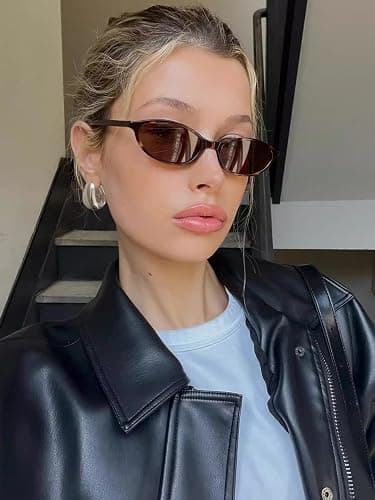 GUVIVI Retro Oval Sunglasses for Women 90s Cat Eye Shades UV protection | 2026 Chic Sunnies Y2K Lightweight Trendy Narrow Sun Glasses Vacation Travel Beach Outfits Must Haves thumbnail 6