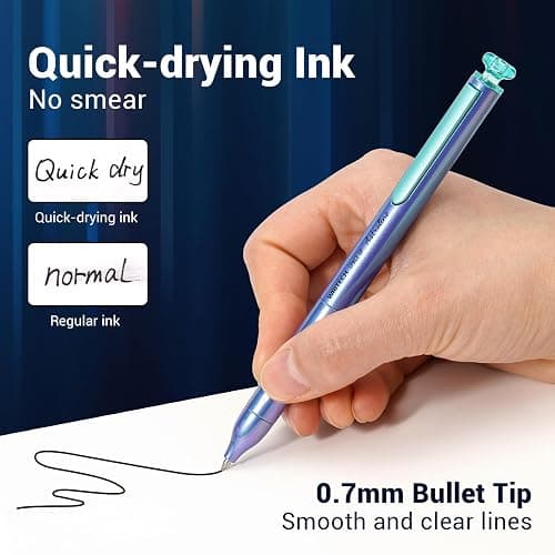 WRITECH Gel Pens Black Ink: Sleek Metal Barrel Pen Fine Point 0.7mm Retractable 3ct No Smear Quick Dry Smooth Writing Silent Clicker Space Up Astroline thumbnail 5