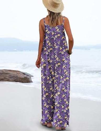 YESNO Women's Summer Boho Casual Jumpsuits Wide Leg Overalls Floral Print Baggy Rompers with Pockets PZZCR thumbnail 3
