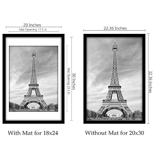 Abtgt 20x30 Picture Frame with 18x24 Mat for Wall Art, 3 Pack Black | Gallery Wall 20x30 Frame Set of 3, Easy to Change Pictures, Wall Horizontal or Vertical Display for Home Decor. thumbnail 3