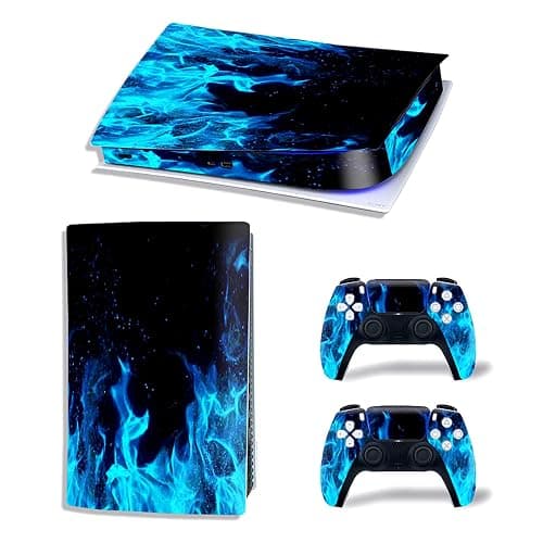Decal Skin for Ps5 Digital, Whole Body Vinyl Sticker Cover for PlayStation 5 Console and Controller(PS5 Digital Edition, Blue fire) - Image 1