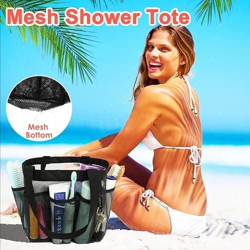 Fammart Mesh Shower Caddy Portable for College Dorm Room Essentials, 8-Pocket Large Shower Basket Tote Bag with 2 Handles for Toiletry, Bathroom, Beach, Camp, Gym thumbnail 6