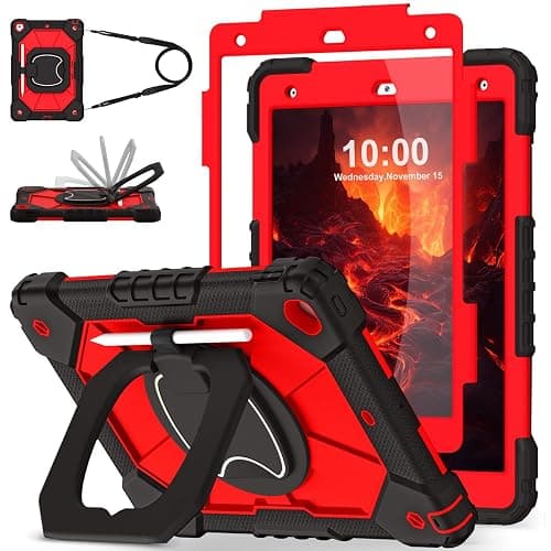 WESOROL Case for iPad 9th/8th/7th Generation 10.2 Inch (2021/2020/2019),Full-Body Drop Protection 9th Generation iPad Case with Rotating Stand Screen Protector Pencil Holder Holde,Black Red - Image 1