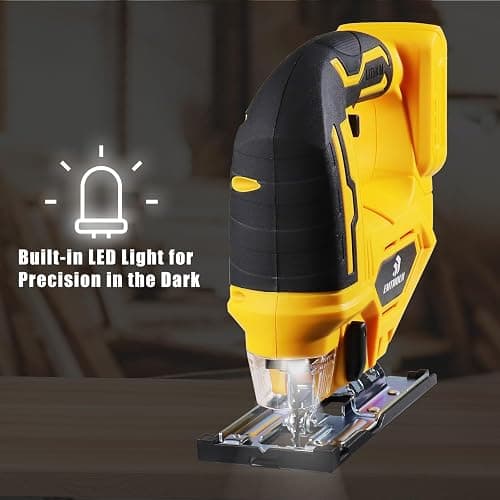 Cordless Jig Saw Compatible with Dewalt 20V Max Battery, Brushless Jigsaw For 3 Orbital Settings, 3200RPM, 0-45° Bevel Cuts, Jigsaw Tool with LED Light (Battery Not Included) thumbnail 8