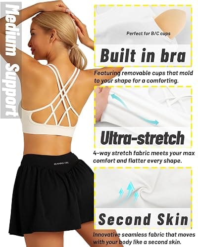 RUNNING GIRL Sports Bras for Women Pack Criss Cross Back Sexy Strappy Sports Bra Seamless Padded Yoga Bra with Removable Cups thumbnail 6