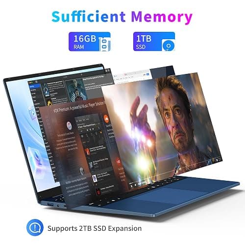 16 Inch Laptop Computer, Gaming Laptop 2025, 16GB RAM 1TB SSD, N150 Processor(Up to 3.6GHz), FHD 1920 * 1200, 180° Open, Backlit, BT4 WIFI5, Windows 11 Pro, 6000mAh/46.2Wh, Premium Navy thumbnail 3