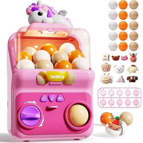 Skirfy Unicorns Capsule Vending Machine for Kids Prize Machine | 15PCS 1.77" Capsule 10 Plush Toy Light Up Music Toy Machine Arcade Game Toy - Image 1