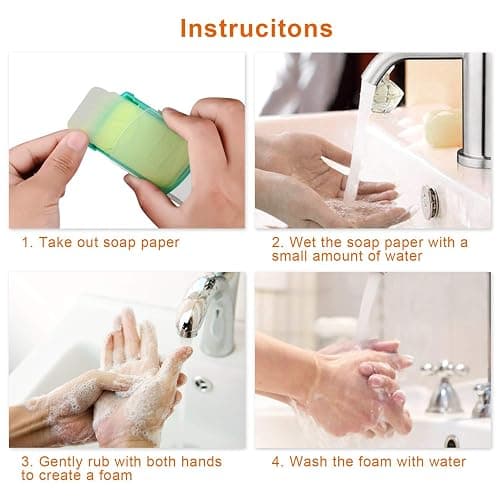 HongyiTime 2 Boxs (100 Sheets) Hand Washing Soap Sheets for Outdoor Travel,Portable Camping Hand Soap,Hiking Washing Hand Bath Paper Soap for Travel,BBQ,Party,School,Girls thumbnail 2