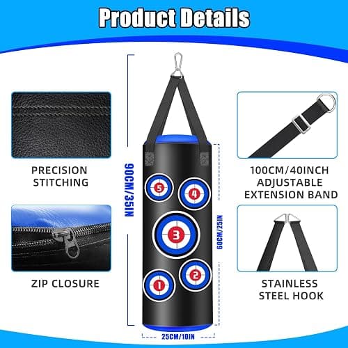 Filled Punching Bag for Kids with Gloves, 2 FT Hanging Punching Bag Boxing Bag with 4.4lb Sponge Filler and 6OZ Gloves, Kids Boxing Set Karate Gifts for Training Karate Kickboxing Muay Thai thumbnail 4