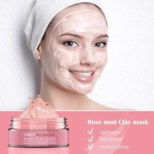 Ashlyn 3-Piece Mud Mask Set, Green Tea Mud Mask, Rose Mask Skincare Series, Dead Sea Foaming Deep Cleansing Mask, Firming Oil Control, Pore-Minimizing Skincare, 8.46 oz thumbnail 5