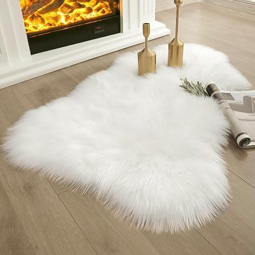 Ashler Faux Fur Rug, Fluffy White Small Sheepskin Rug, Ultra Soft 2x3 Ft Mat, Machine Washable Shag Mats, Nursery Throw for Bed, Living, Kids Room thumbnail 4
