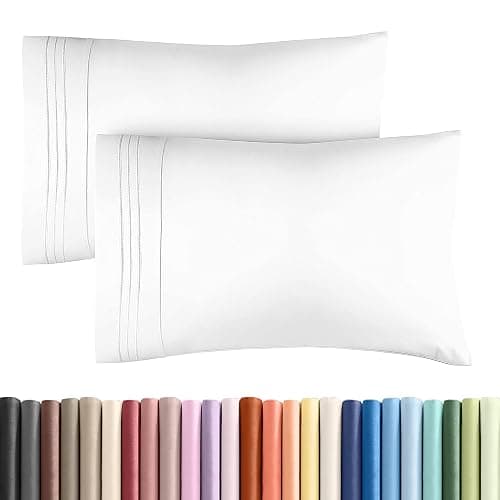 Queen Pillow Cases Set of 2 - Ultra Soft Hotel Quality Pillowcase Covers - Comfy, Cozy & Wrinkle Free - Shrinkage, Stain and Fade Resistant - Machine Washable Pillow Protectors - 2 Piece Set - White - Image 1