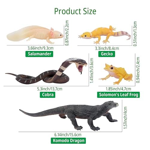 Toymany Reptile Animal Figurine Toys Set, 12 PCS Halloween Desert Amphibians Animal Figures with Komodo Dragon Lizard Snake Chameleon Rainforest Cold Blooded Animals Figures Party Favor for Kids thumbnail 3