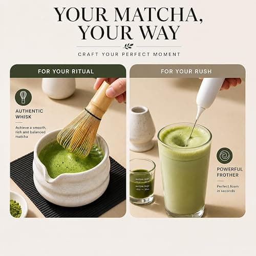 BARISTA EMPEROR® MATCHA WHISK SET l PREMIUM 11pcs - Professional Matcha Kit Set with Matcha Bowl, Matcha Whisk, Milk Frother, Spoon, Sifter, Scoop, Stand, Cup, Tea Mat, Cloth - Matcha Bowl Set thumbnail 3