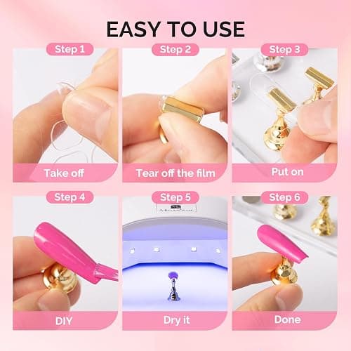 MelodySusie Nail Stand for Press Ons, Big Transparent Acrylic Magnetic Base for Painting Display with Brush Holder and 100 Pcs Reusable Double-Sided Tape for Home DIY Salon Supplies thumbnail 7