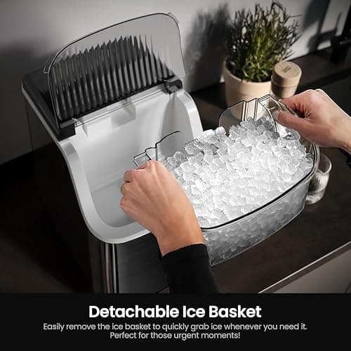 Kismile Nugget Ice Makers Countertop,Portable Ice Machine with Crushed Ice, 35lbs/Day,Self-Cleaning,One-Click Operation for Home Use(Black) thumbnail 3