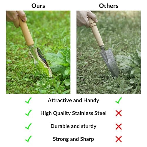 SOLIGT Garden Tools Set with Basket, Heavy Duty Stainless Steel Gardening Hand Tool with Wood Handle, Pruning Shears, Gloves - Perfect Gardening Gifts Planting Supplies for Women Men thumbnail 4