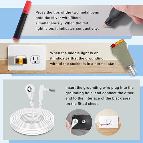 Grounding Sheets King, 90% Organic Cotton+ 10% Pure Silver Fiber,Grounded Bed Sheet Kit, Deep Pocket Grounded Bed Sheet, Relieves Pain - Used for Healthy Sleep Therapy (White, King) thumbnail 4