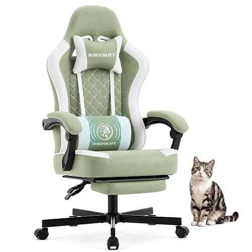 Mistpeople Gaming Chair, Ergonomic High Back Computer Chair with Footrest, Lumbar Support & Pocket Spring Cushion, Comfortable Swivel Home Office Desk Chair for Adults - Image 1