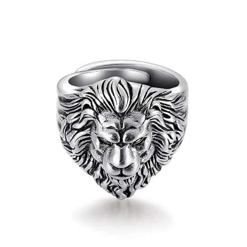 Yumikoo Lion Ring for Men Titanium Stainless Steel Open Adjustable Ring - Image 1
