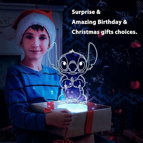 Hoofun Stitch Night Light with Timer & Memory,【2025 New Upgraded】 16 Color Changing LED Lamp,Touch & Remote Control, Stitch Gifts for Girls, Kids, Boys,Cute Bedroom Decor for Birthday Christmas Party thumbnail 6