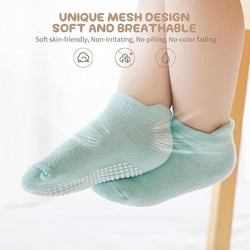 Aroveea Non Slip Grip Ankle Baby Socks 12 Pack for Toddler Boys and Girls Kids Infant Baby Cute Cotton Socks thumbnail 3