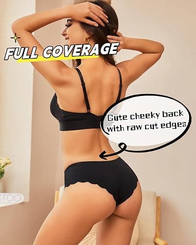 6 pack Seamless Underwear for Women Sexy Low Rise Hipster Wave Edge No Show Bikini Panties Womens Cheeky S-XL thumbnail 2