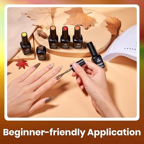 Beetles Fall Gel Nail Polish Set - 6 Colors Burgundy Red Orange Yellow Brown Gel Polish Kit for Nails, Autumn Leaves Soak Off UV LED Nail Gel Manicure at Home Gifts for Women thumbnail 6