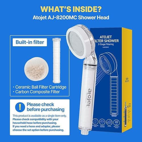 Atojet Filter Showerhead Inspired by Korea’s Beauty Culture – Pure Carbon Filters for Softer Skin & Smoother Hair | Carbon Composite Filter | Single Showerhead (AJ8200MC-SNG-1) thumbnail 2