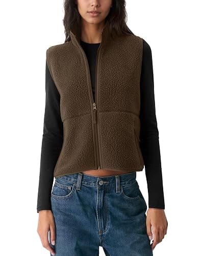 Locachy Women's Lighweight Sherpa Fleece Warm Winter Vest Cute Casual Zip Up Stand Collar Gilet with Zip Pockets 2025 - Image 1