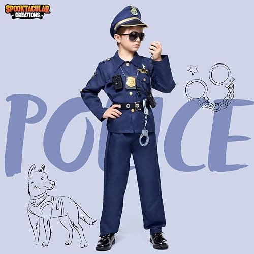 JOYIN Toy Halloween Toddler Police Costume, Police Officer Costume for Boys, Kids Cop Outfit for Halloween Pretend Roleplay thumbnail 2